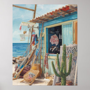 Affiche Bonaire fish shack épuisé
