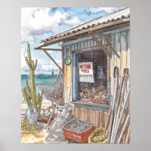 Affiche Bonaire fish shack épuisé
