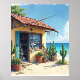 Affiche Bonaire fish shack épuisé