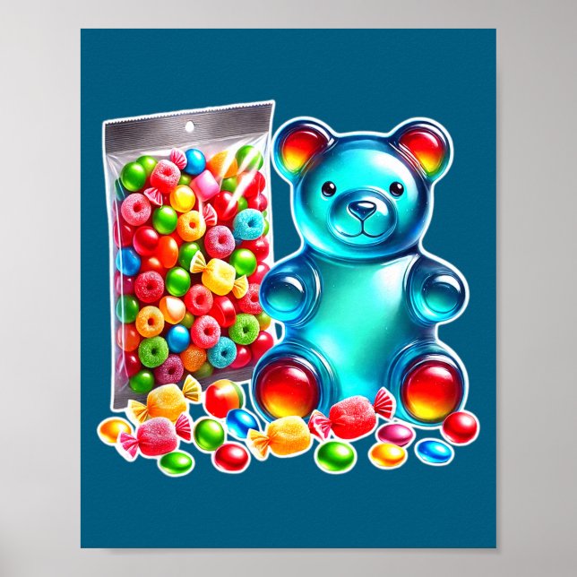 Affiche bonbon d'ours gommeux acide à mâcher (Devant)