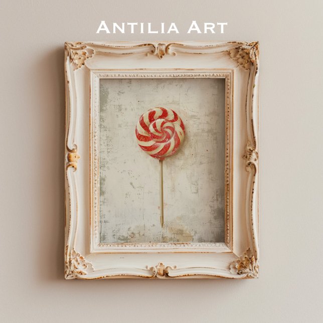 Affiche Bonbons de Noël à la molette rouge et blanche (Créateur téléchargé)