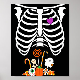 Affiche Bonbons d'Halloween squelette cage thoracique radi