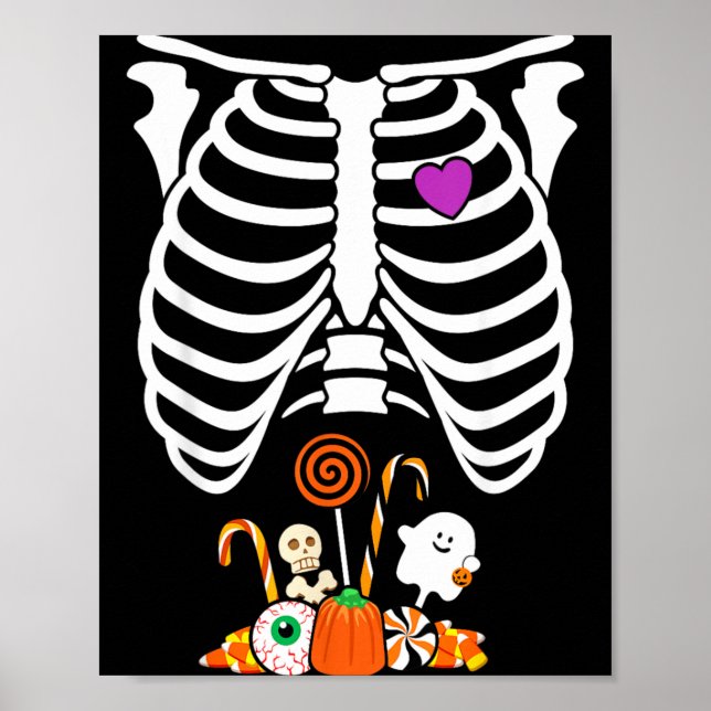 Affiche Bonbons d'Halloween squelette cage thoracique radi (Devant)