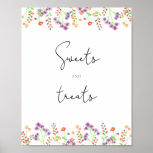 Affiche Bonbons et friandises fleurs sauvages baby shower