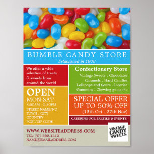Affiche Bonbons Jelly Bean, Fournitures de confiserie Adve