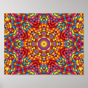Affiche Bonbons Rouge Jaune Orange Vintage Kaleidoscope