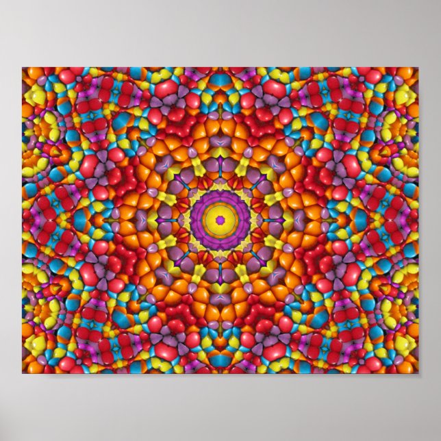 Affiche Bonbons Rouge Jaune Orange Vintage Kaleidoscope (Devant)