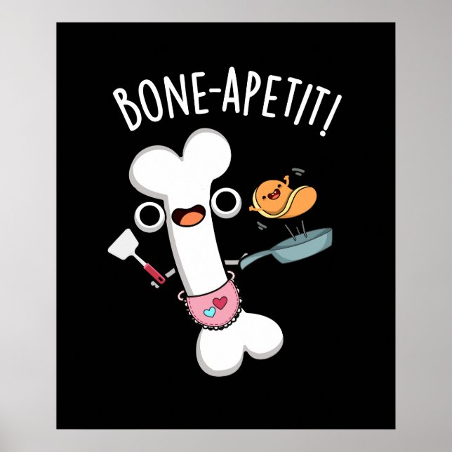 Affiche Bone Apetit Funny Cuisine Pun Dark BG (Devant)