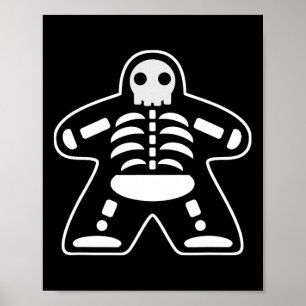 Affiche Bone Meeple Skeleton Halloween Board Gamer Cadeau