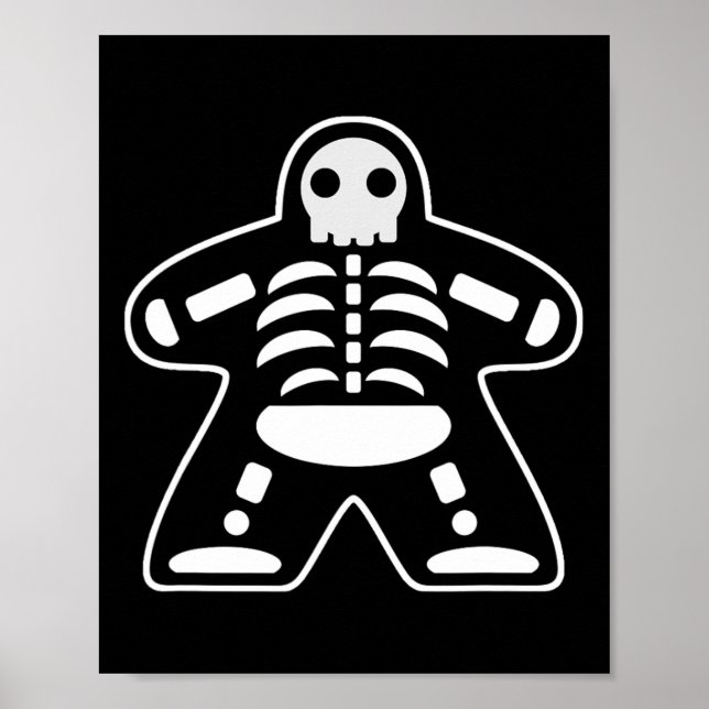 Affiche Bone Meeple Skeleton Halloween Board Gamer Cadeau (Devant)