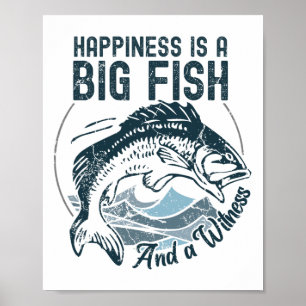 Affiche Bonheur de pêche drôle est un gros poisson et un t