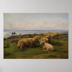 Affiche Bonheur - Moutons au bord de la mer 1865