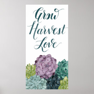Affiche Bonheur plante   Grow Harvest Love