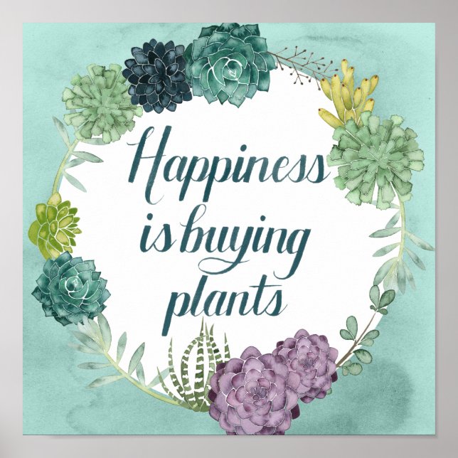 Affiche Bonheur plante | Happines achète des Plantes (Devant)