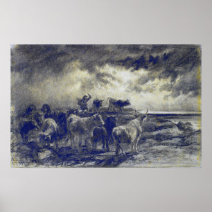 Affiche Bonheur - Une vache à boeufs