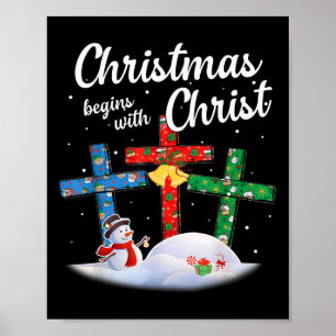Affiche Bonhomme de neige chrétien Cro Noël commence avec