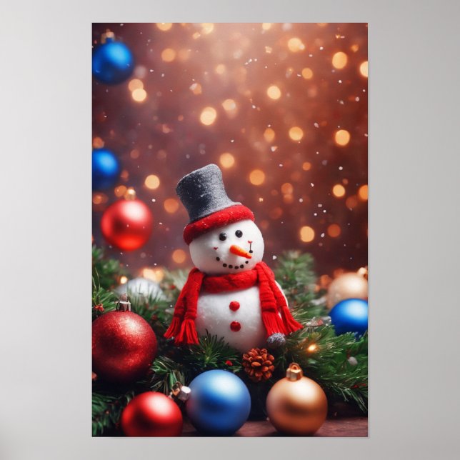 Affiche Bonhomme de neige de Noël (Devant)