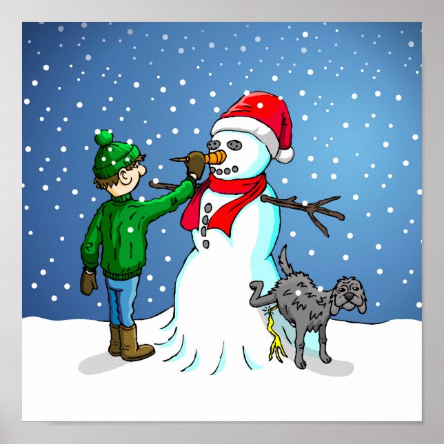 Affiche Bonhomme de neige de Noël (Devant)