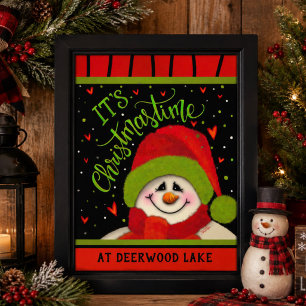 Affiche Bonhomme de neige de Noël au lac Deerwood