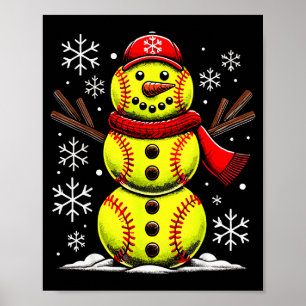 Affiche Bonhomme de neige de softball de Noël Filles, Soft