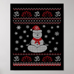 Affiche Bonhomme de neige de yoga méditant en posture de l