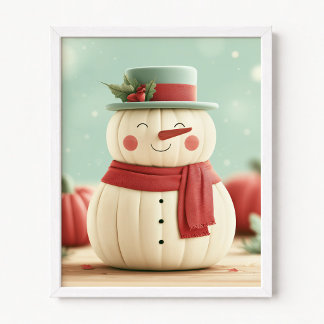 Affiche Bonhomme de neige déguisé en bonhomme de neige cha