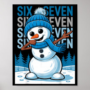 Affiche Bonhomme de neige drôle de Noël Dabbing Xmas Dab S