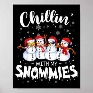 Affiche Bonhomme de neige drôle de Noël se détendant avec