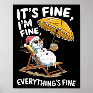 Affiche Bonhomme de neige drôle Noël en juillet Xmas été N