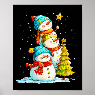 Affiche Bonhomme de neige drôle pour femmes hommes enfants