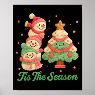 Affiche Bonhomme de neige et arbre de Noël au crochet en l