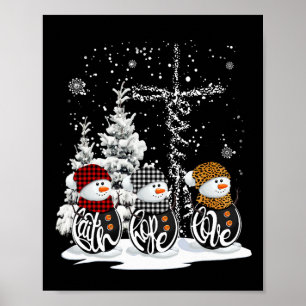 Affiche Bonhomme de neige Foi Espoir Amour Noël Chrétien A
