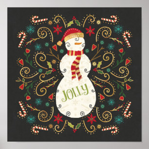 Affiche Bonhomme de neige gai de vacances d'Otomi