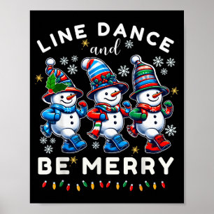 Affiche Bonhomme de neige joyeux danse en ligne Noël drôle