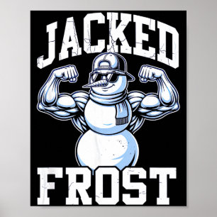 Affiche Bonhomme de neige musclé Jacked Frost Gym vintage