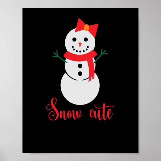 Affiche Bonhomme de neige Noël Snow Cute (Devant)