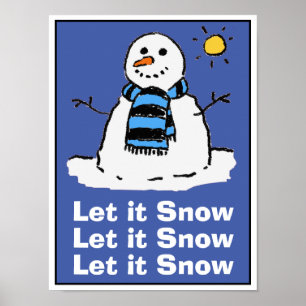 Affiche Bonhomme de neige par une journée d'hiver ensoleil