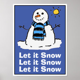 Affiche Bonhomme de neige par une journée d'hiver ensoleil