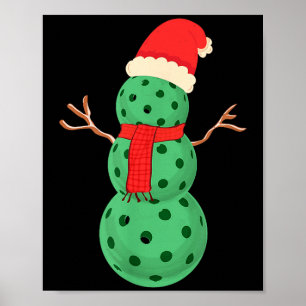 Affiche Bonhomme de neige Pickleball - Noël pickleball drô