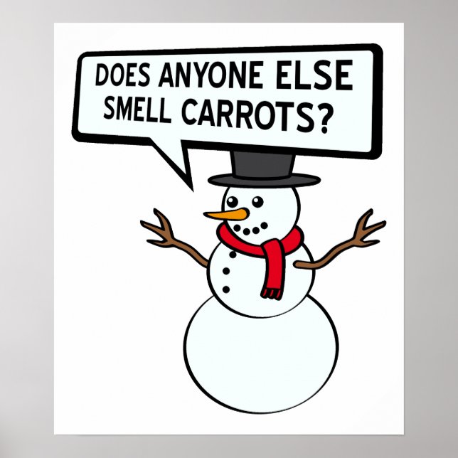 Affiche Bonhommes de Neige Sentent Carottes Drôle (Devant)