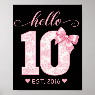 Affiche Bonjour 10 Anniversaire Rose Bonjour 10 Année pe