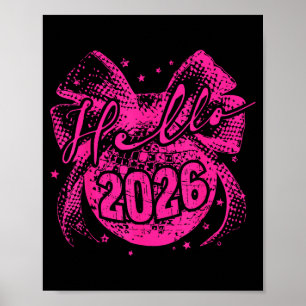 Affiche Bonjour 2026 Boule de Disco Coquette Arc Bonne Ann