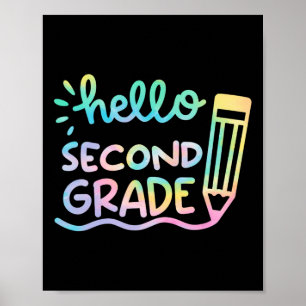 Affiche Bonjour 2e année Enseignants de teinture de tarte 