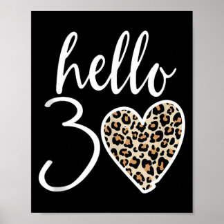 Affiche Bonjour 30 Cadeaux Cœur Léopard 30 Ans Fête 30ème