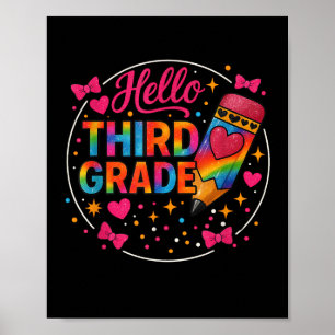 Affiche Bonjour 3E Année Tie Dye Pencil Retour À L'École 3