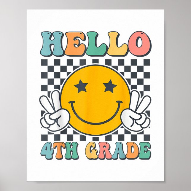 Affiche Bonjour 4e année Retro Smile Enseignants Enfants R (Devant)
