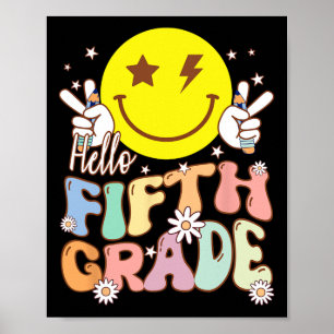 Affiche Bonjour 5e année Hippie Sourire Visage 5e année Re