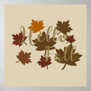 Affiche Bonjour Automne aquarelle automne Feuilles d'autom