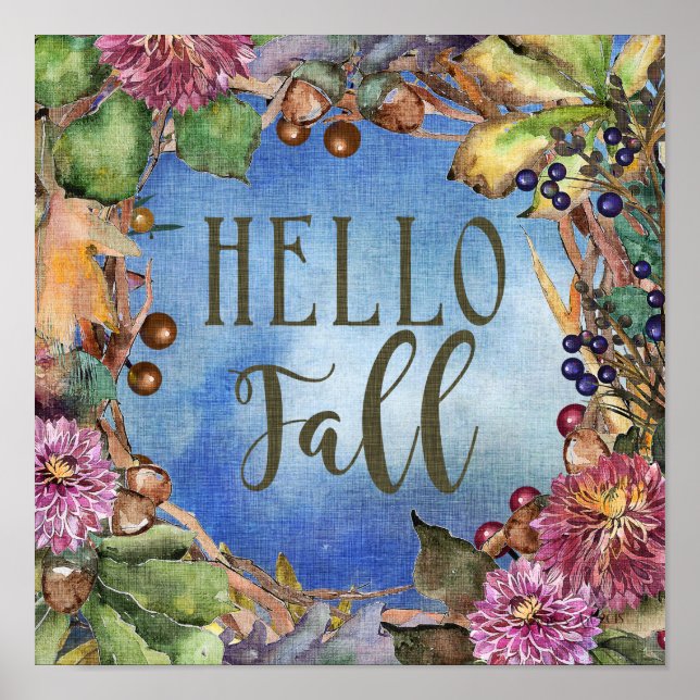 Affiche Bonjour automne | Fleurs et Berries Wreath (Devant)