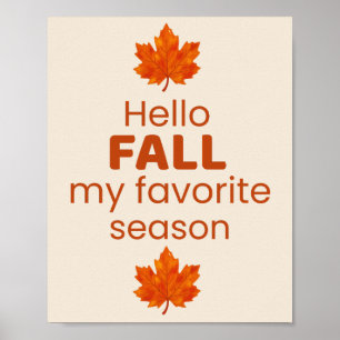 Affiche Bonjour Automne Ma Saison Préférée Design